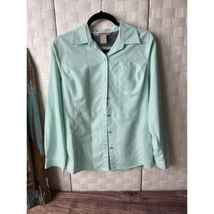 10,000 ft Above Sea Level Women Sz M Nylon Fishing/Hiking Roll Sleeve Shirt Blue